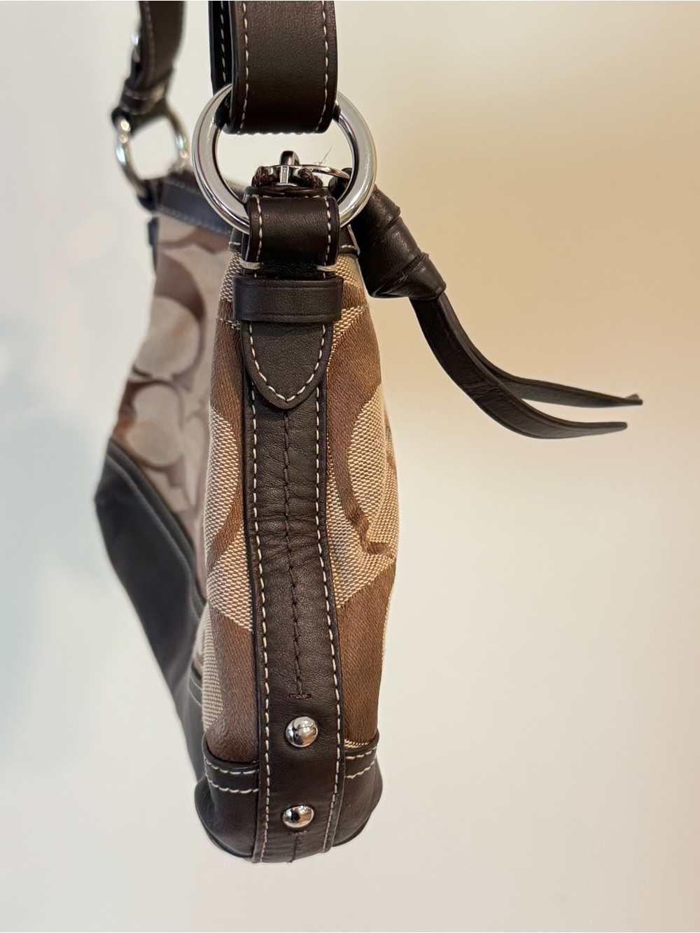 Vintage Coach Park Canvas Leather Brown Tan Hobo Soho Shoulder Purse Y2K F19731 - Picture 5 of 15